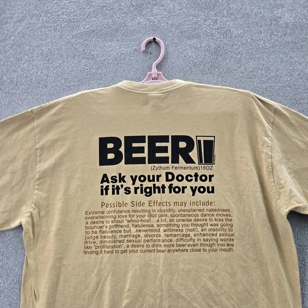 Crazy Shirts Men Shirt XL Beige  Beer Ask Your Doctor‎ Short Sleeve
